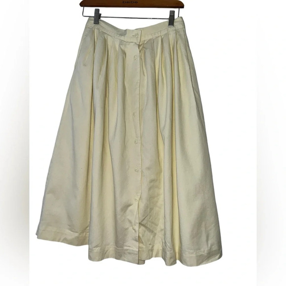 Vtg Eagle’s eye yellow button down maxi pleated skirt with pockets sz 10 - Picture 1 of 4